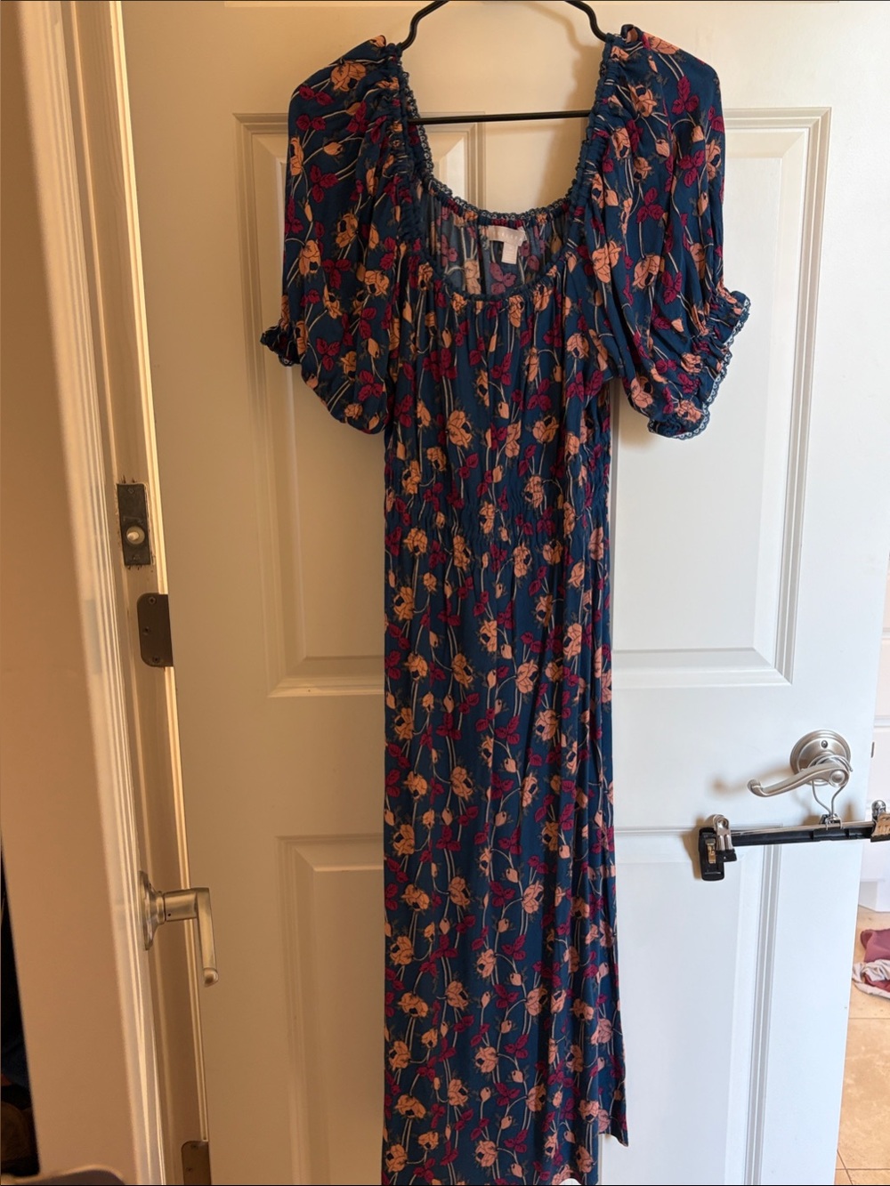 Chelsea28 Navy Floral Maxi Dress with Pink and Cream Blooms